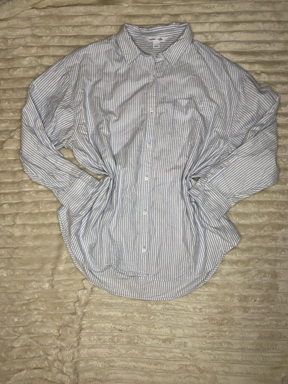 Old Navy Light Blue and White Striped Button-Down Shirt